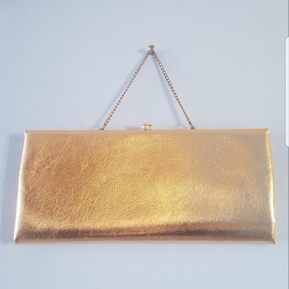 Vintage 1950's L & M Spotlite Exclusive Large Metallic Gold Chain/Clutch Purse.